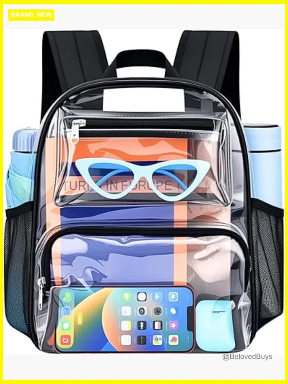 Clear Stadium Backpack Large Capacity Water Resistant Reinforced Strap